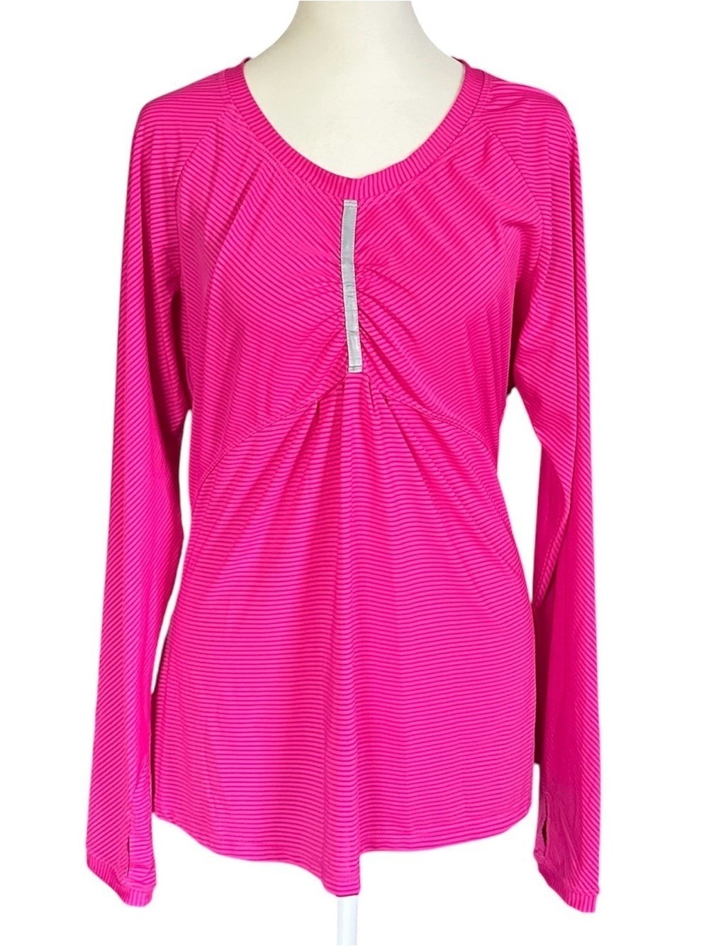 Athleta Pump It Up Long Sleeve Activewear Striped Top Medium